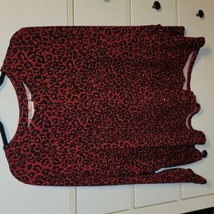 Quacker Factory Women's Button down leopard print cardigan 2X